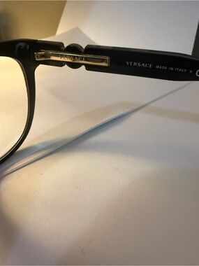 Versace Black Frame Glasses with Gold Logo Accent